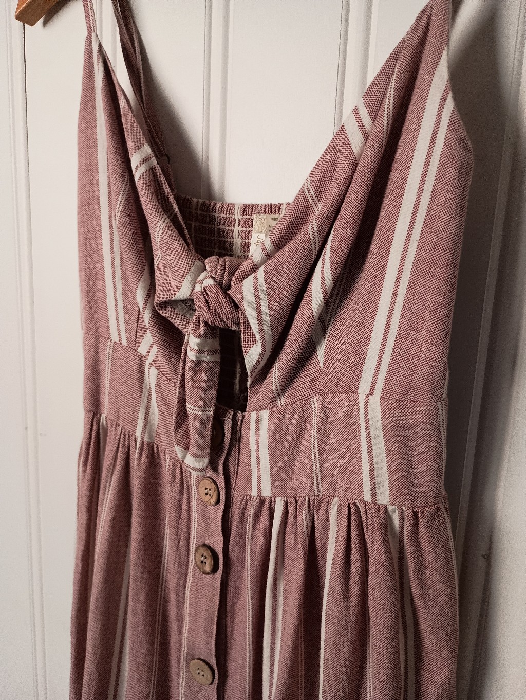 Japna- Striped Mauve Tie-Front Sundress With Buttons- Size S